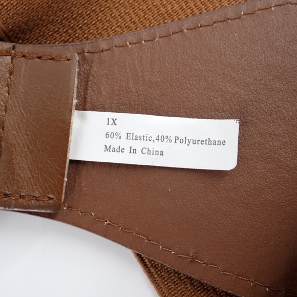 Southwestern Style Turquoise Blue Coral Red Copper Belt Buckle Brown Stretch XL - Picture 7 of 15